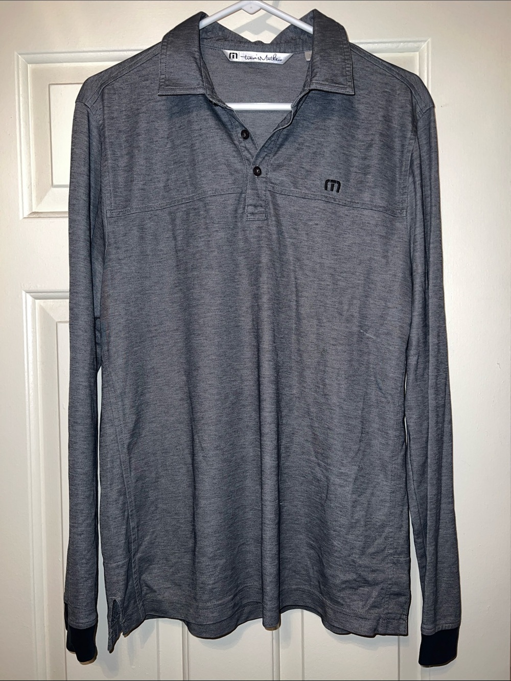 Travis Mathew Men's Long Sleeve Heather Gray Polo